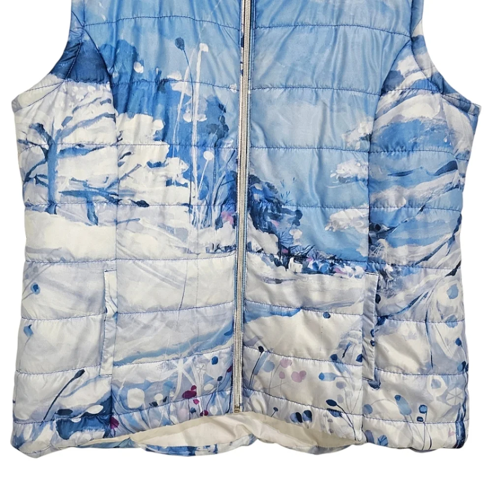 Dolcezza Glacier Bleu Puffer Vest Sz XXL Blue Contemporary Winter Artistic Snow - Picture 10 of 14